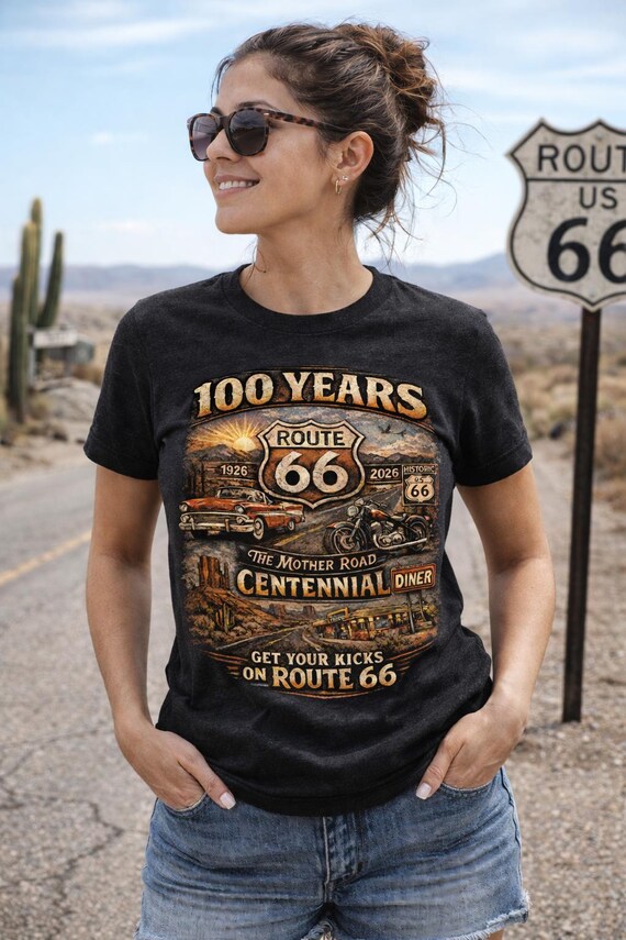 Route 66 Centennial 100 Years T-Shirt | Vintage Roadtrip Tee