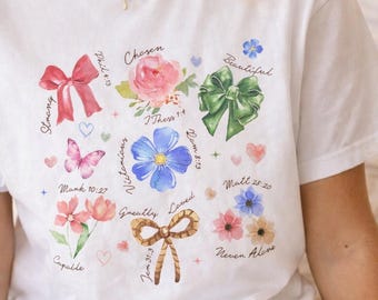 Faith Watercolor T-Shirt | Bow & Butterflies Garden