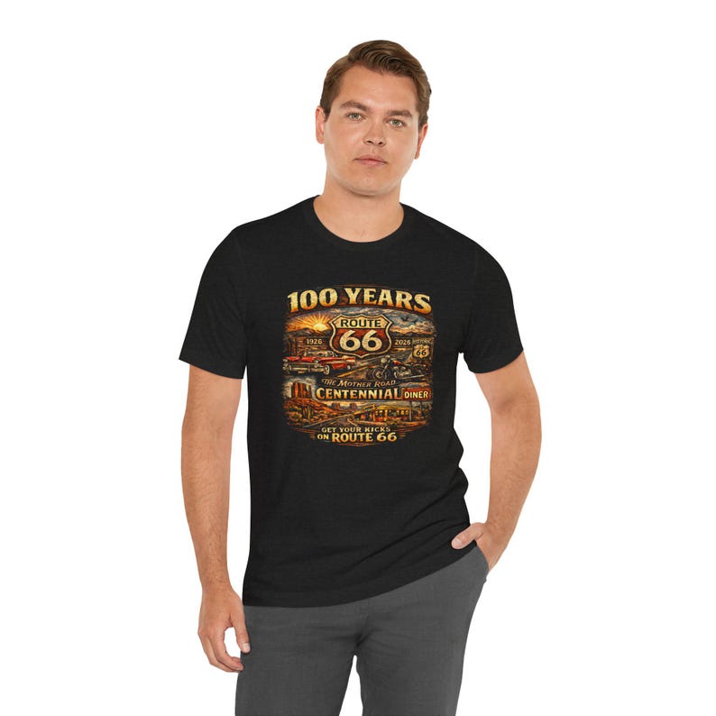 Route 66 Centennial 100 Years T-Shirt | Vintage Roadtrip Tee image 3