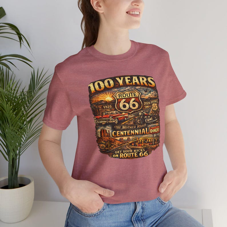 Route 66 Centennial 100 Years T-Shirt | Vintage Roadtrip Tee image 8