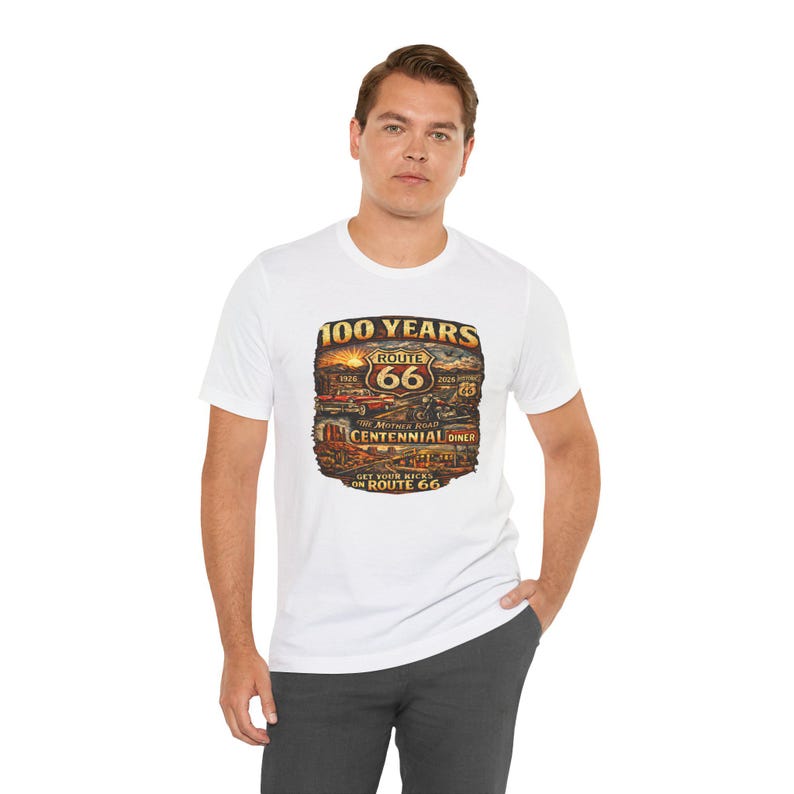 Route 66 Centennial 100 Years T-Shirt | Vintage Roadtrip Tee image 5