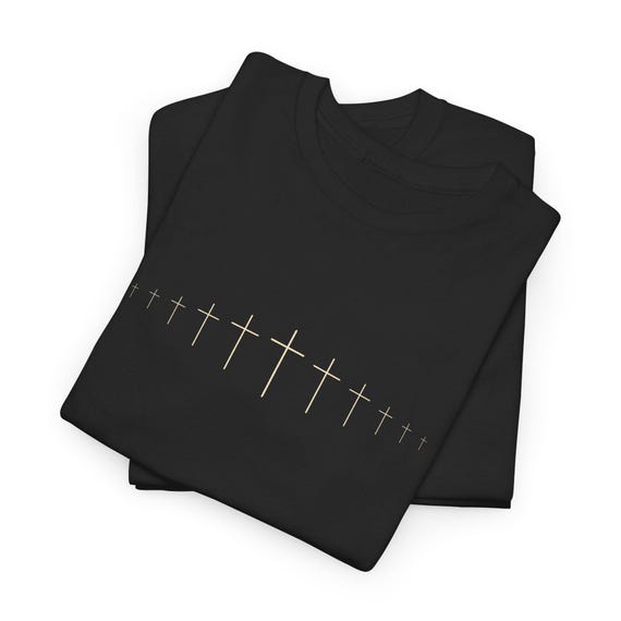 Crosses T-Shirt | Small Row of Cross Symbols, Christian Faith Design