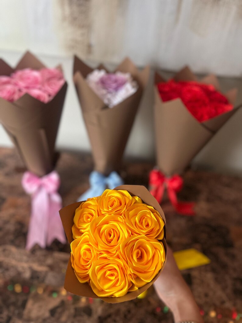 Eternal Roses Multi Colored Ribbon Eternal Ribbon Bouquet - Etsy