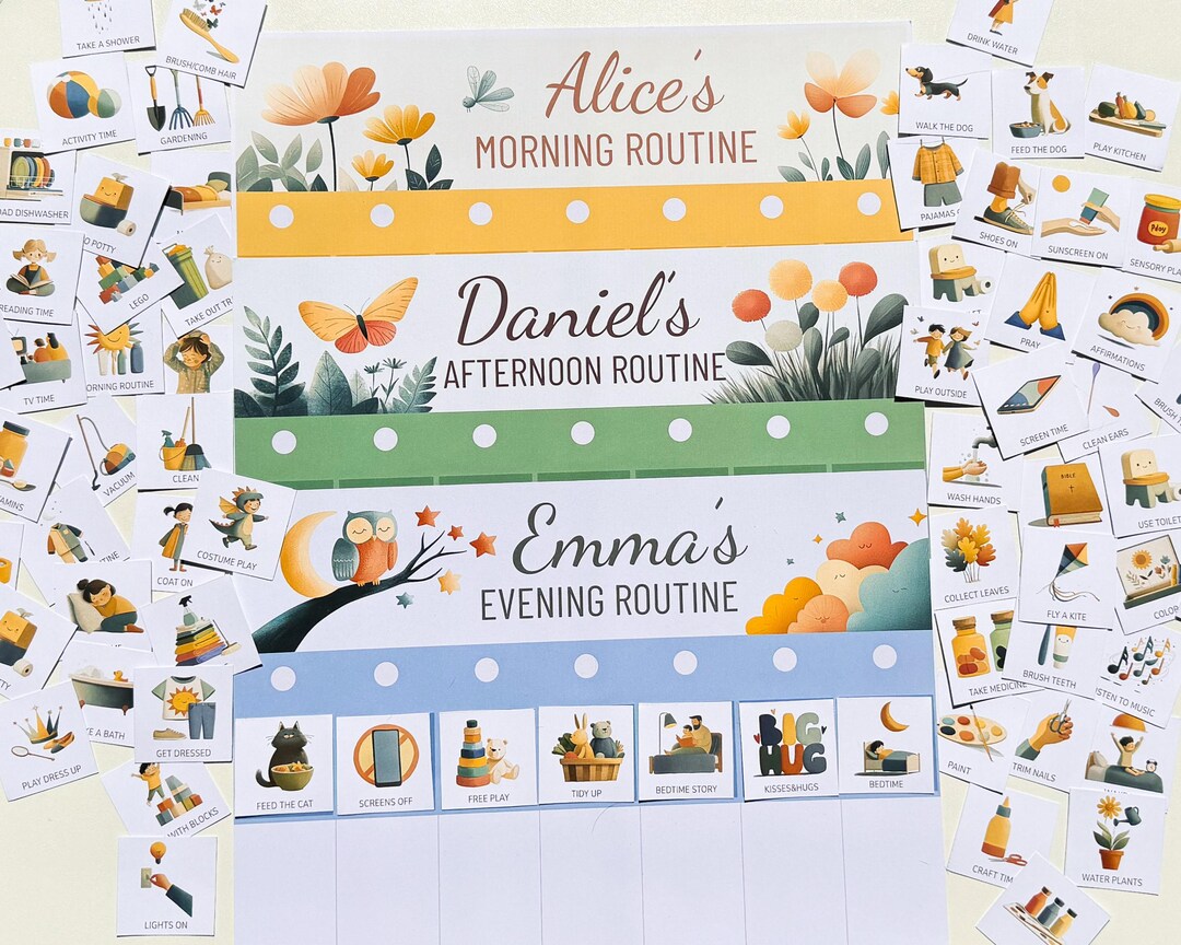 Printable Visual Routine Chart for Kids | Editable Canva Template ...