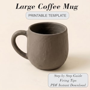Plantilla para taza de café grande de cerámica / Patrón de construcción de losas en PDF / Taza de cerámica imprimible / Proyecto de cerámica DIY