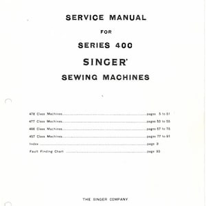 Singer 457/466/477/478 Sewing Machine - Service Manual