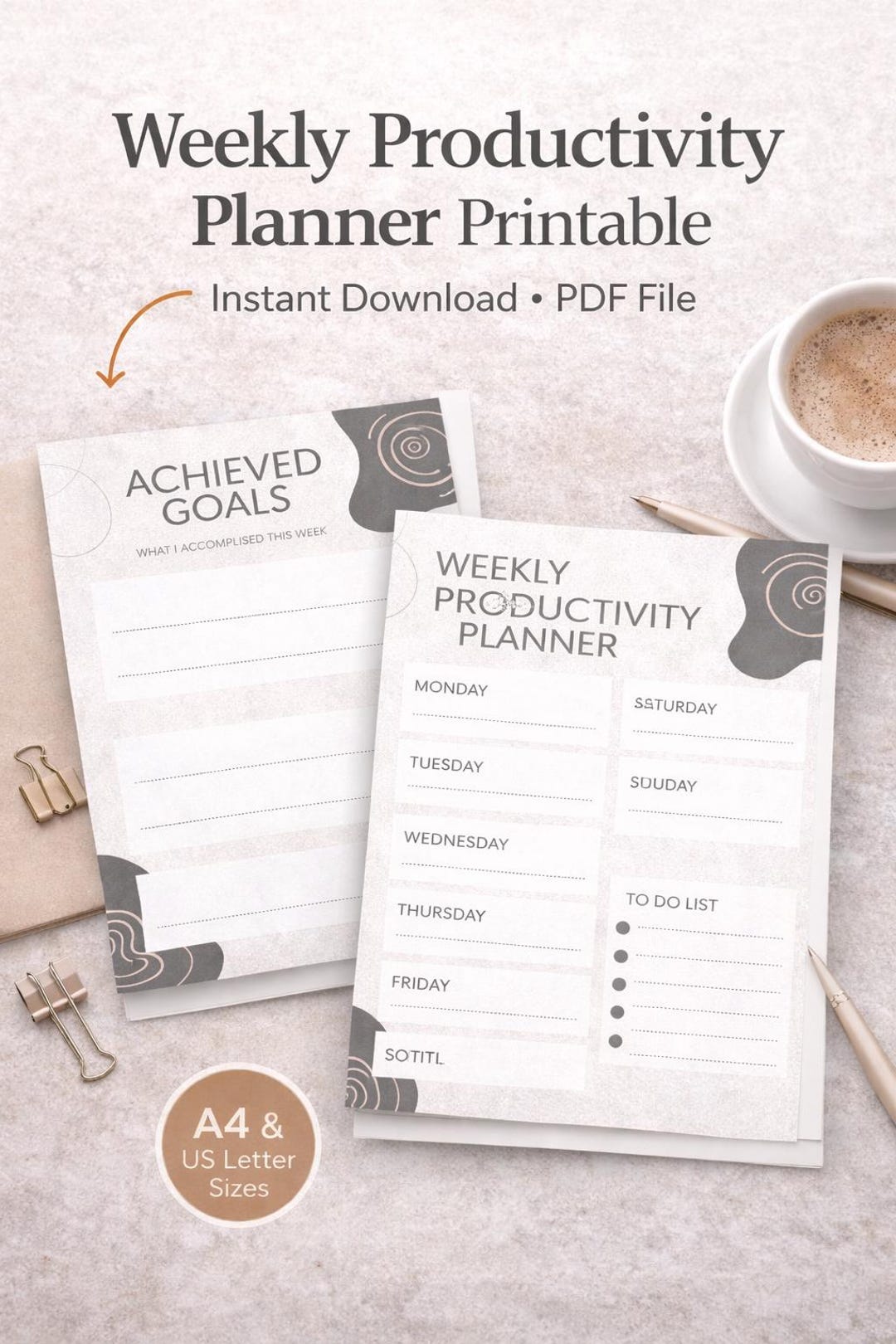 Weekly Planner Printable A4 US Letter | Minimal Planner Download - Etsy