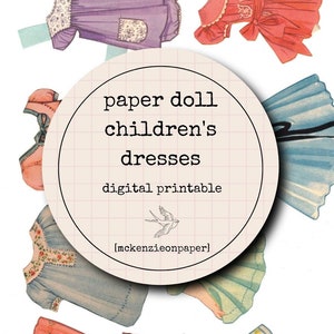 paper doll dresses, printable children&#39;s paper doll dresses