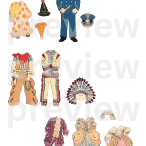 Paper Doll Halloween Costumes, Printable Children's Paper Doll Costumes ...