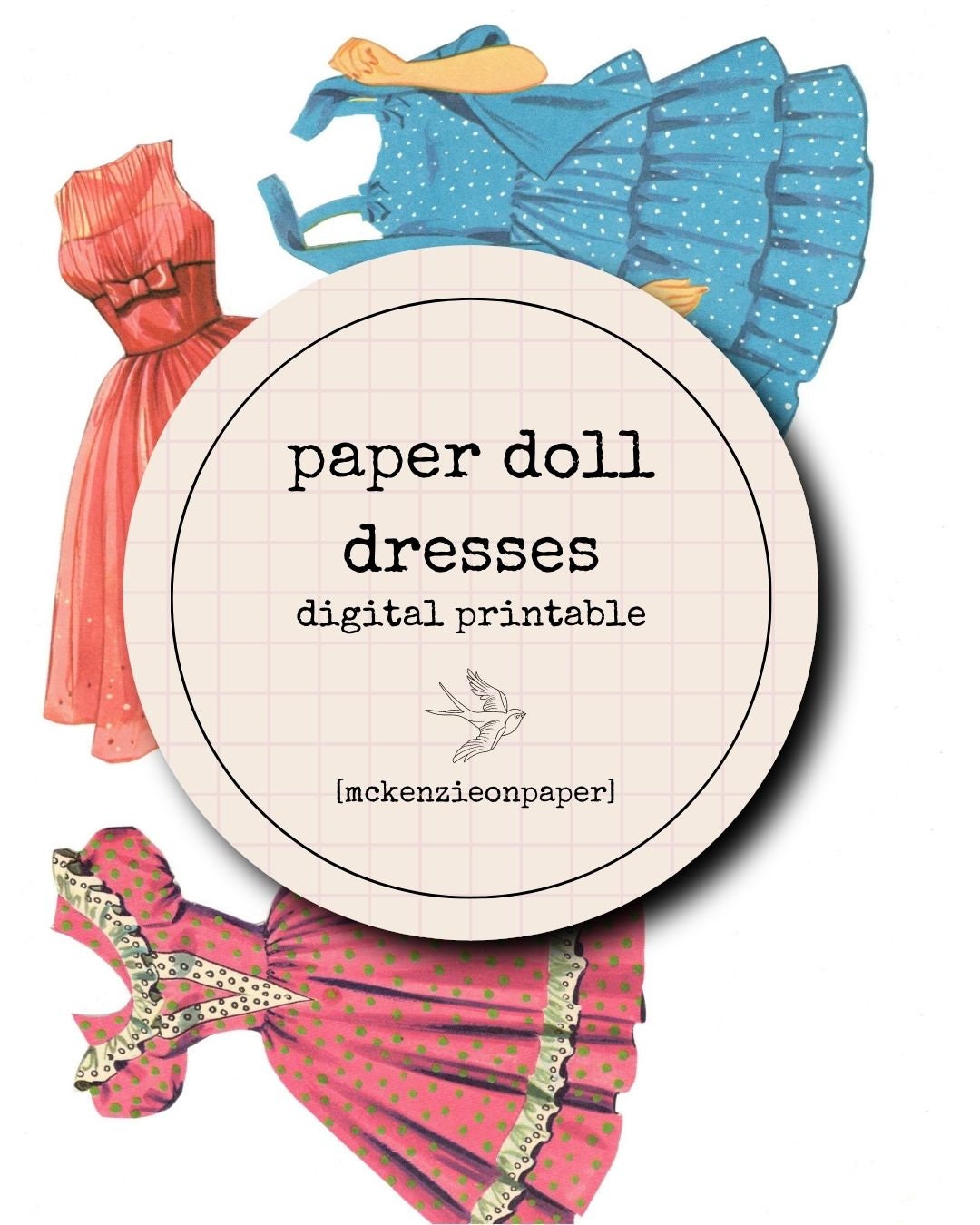 Paper Doll Dresses, Printable Vintage Paper Doll Dresses Etsy