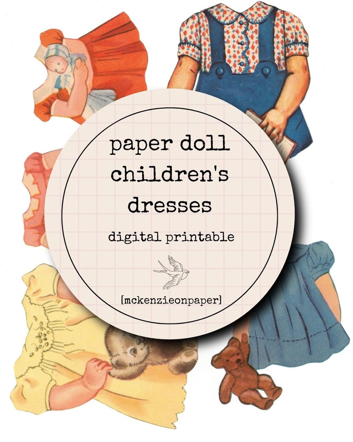 Paper Doll Dresses Printable Children's Paper Doll Etsy