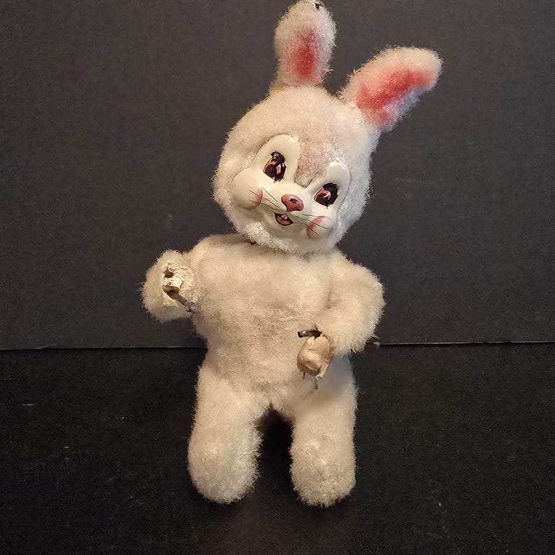 Vintage Mechanical Toy Rabbit – Wind-up Bunny – Working – Missing Hand ...