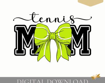 Mamá tenista PNG / Diseño de fuente script, coqueta de lazo de tenis (descarga digital)
