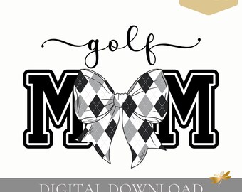 Diseño de fuente PNG/Script de mamá golfista, coqueta de arco de golf (descarga digital)