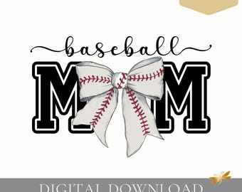 Diseño de fuente PNG/Script de mamá beisbolera, coqueta con lazo de béisbol (descarga digital)