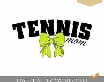 Mamá tenista PNG / Diseño de letra mayúscula, lazo de tenis (descarga digital)