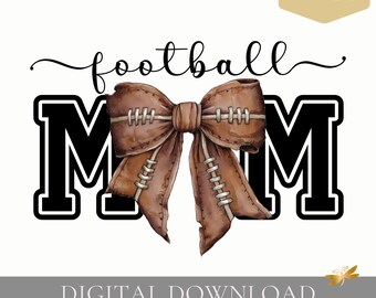 Football Mom PNG | Script Font Design, Football Bow Coquette (Digital Download)