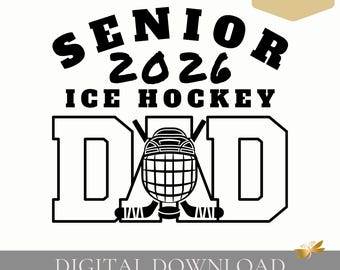 Papá de jugador de hockey senior PNG / Año de graduación / Diseño de marcador de bloque / Descarga digital