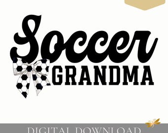 Diseño de fuente PNG/Script de abuela futbolista, incluye a Nana y Gigi, coqueta con lazo futbolista (descarga digital)