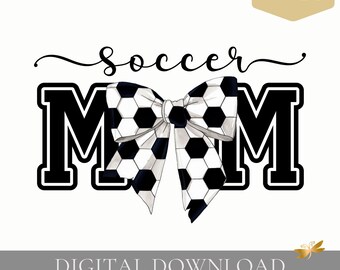 Diseño de fuente PNG/Script de mamá futbolista, coqueta con lazo de fútbol (descarga digital)