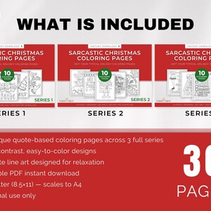 Sarcastic Christmas adult coloring bundle featuring bold holiday quotes and intricate line art, printable digital download.