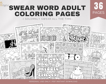 Swear Word Adult Coloring Bundle – Solemnly Swear | All Sets + Bonus Pages (Digital Download)