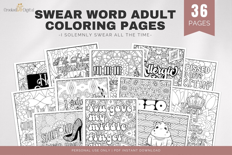 Swear Word Pattern Swear Word Adult Coloring Bundle – Solemnly Swear | All Sets + Bonus ...