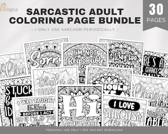 Sarcastic Adult Coloring Pages Bundle – I Only Use Sarcasm Periodically (All Sets + Bonus)