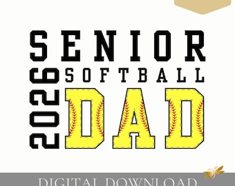 PNG de papá de jugadora de softbol senior / Diseño de la clase del año / Fuente Varsity / Descarga digital