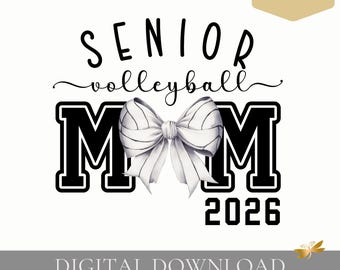 Mamá de jugadora de voleibol senior PNG / Año de graduación / Diseño de fuente cursiva / Descarga digital