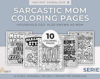 Sarcastic Mom Coloring Pages – Household CEO, Series 2 | Relatable Mom Humor Set
