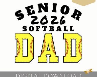 PNG de papá de jugadora de softbol senior / Año de graduación / Diseño de marcador de bloque / Descarga digital
