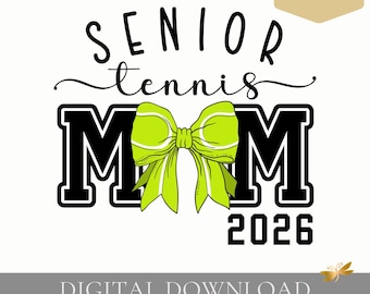 Mamá de tenista sénior PNG / Año de graduación / Diseño de fuente cursiva / Descarga digital