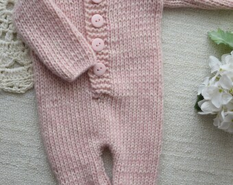 Sleeper Outfit, Newborn Sleeper, Newborn Romper, Newborn Size, Photo Prop, Light Pink Sleeper