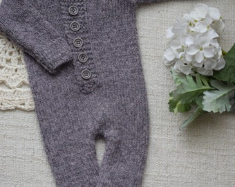 Sleeper Outfit, Newborn Sleeper, Newborn Romper, Newborn Size, Photo Prop, Dusty Violet Romper