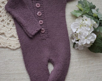 Newborn Sleeper Outfit, Photo Prop, Purple Romper, Newborn Romper