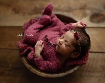 REEADY TO SHIP Newborn Footed Sleeper Outfit, Newborn Bonnet, Photo Prop
