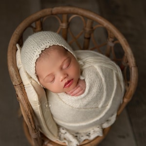 Handmade Newborn Wrap, Handknit Alpaca Wrap, Newborn Bonnet, Photo Props, Newborn Photo Props Accessories