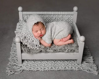 Newborn Short Sleeved Outfit, Newborn Bonnet, Lace Bonnet, Photo Prop