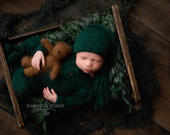 Sleeper Outfit, Newborn Sleeper, Newborn Romper, Newborn Size, Photo Prop, Forest Green, Choose Your Color