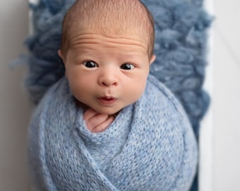 Newborn Bonnet,  Newborn Wrap, Blue