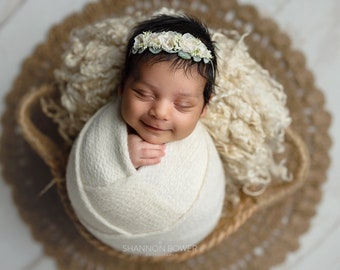 Newborn Bonnet,  Newborn Wrap, Off White