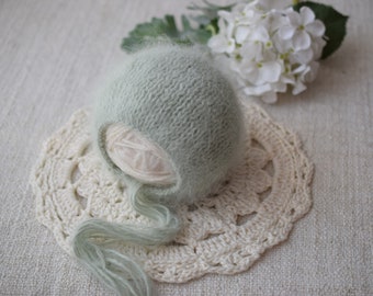 Newborn Hat, Classic Bonnet, Newborn Bonnet, Photo Prop, Angora Bonnet