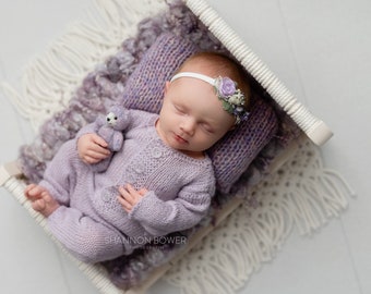 Newborn Sleeper Outfit, Photo Prop, Light Lavender, Newborn Romper