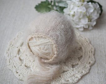 Newborn Bonnet, Girl Bonnet, Fuzzy Latte Bonnet