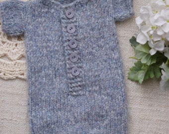 Newborn Short Romper, Newborn Props, Neutral Romper, Light Grey Short Romper