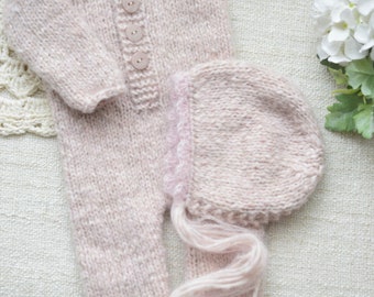 Sleeper Outfit, Newborn Sleeper, Newborn Romper, Newborn Size, Photo Prop, Pink Sand Romper