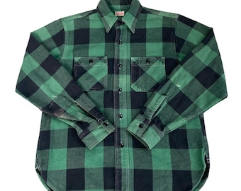 Camicia da boscaiolo vintage in flanella scozzese con motivo a canna da zucchero
