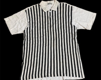 Polo vintage AD2003 Comme Des Garcons CDG a righe bianche e nere