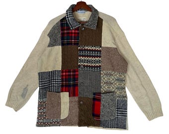 Giacca vintage anni '90 Nicole Club in maglia patchwork di lana